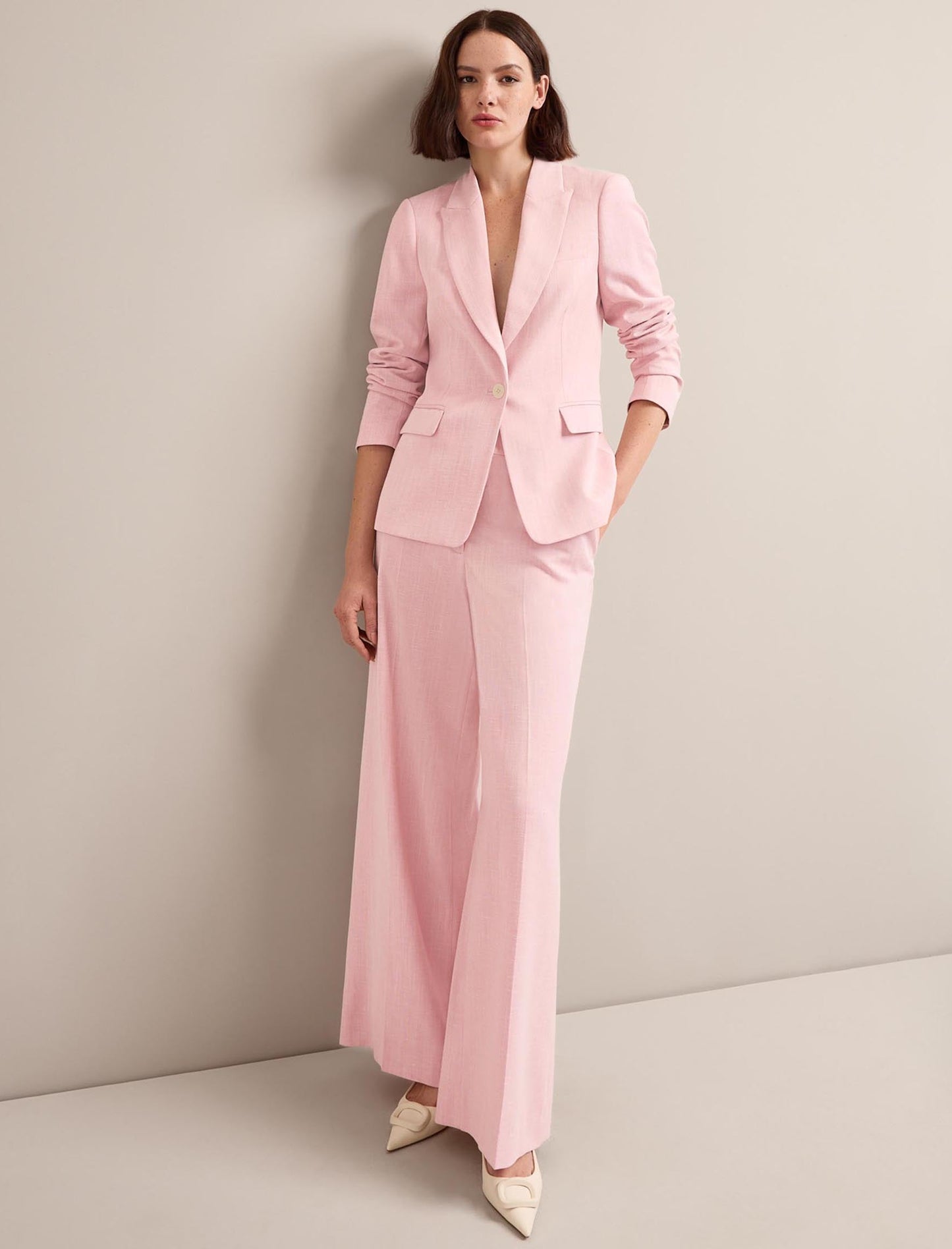 Tyler Linen Blend Trouser - Pale Pink